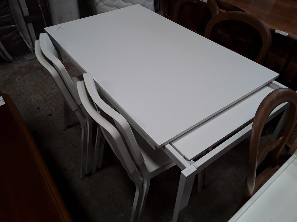 TABLE RECT BLANCHE 120X75 + ALL INTEGREE DE 60CM + 4 CHAISES IKEA