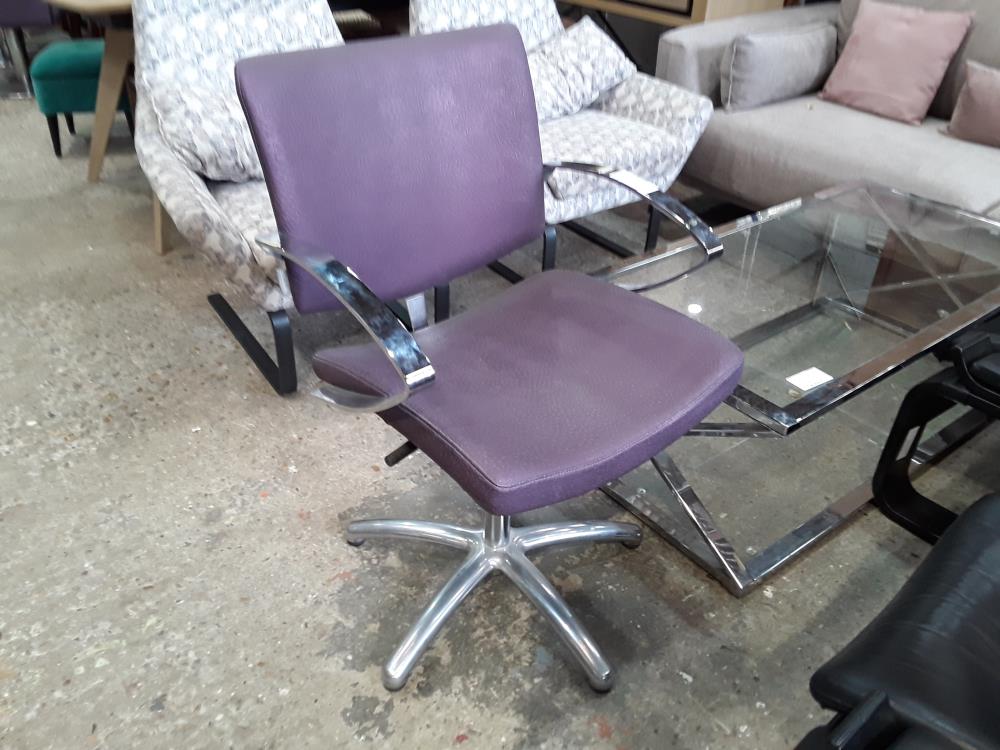 FAUTEUIL A GAZ VIOLET SIMILI PIED EN ETOILE 
