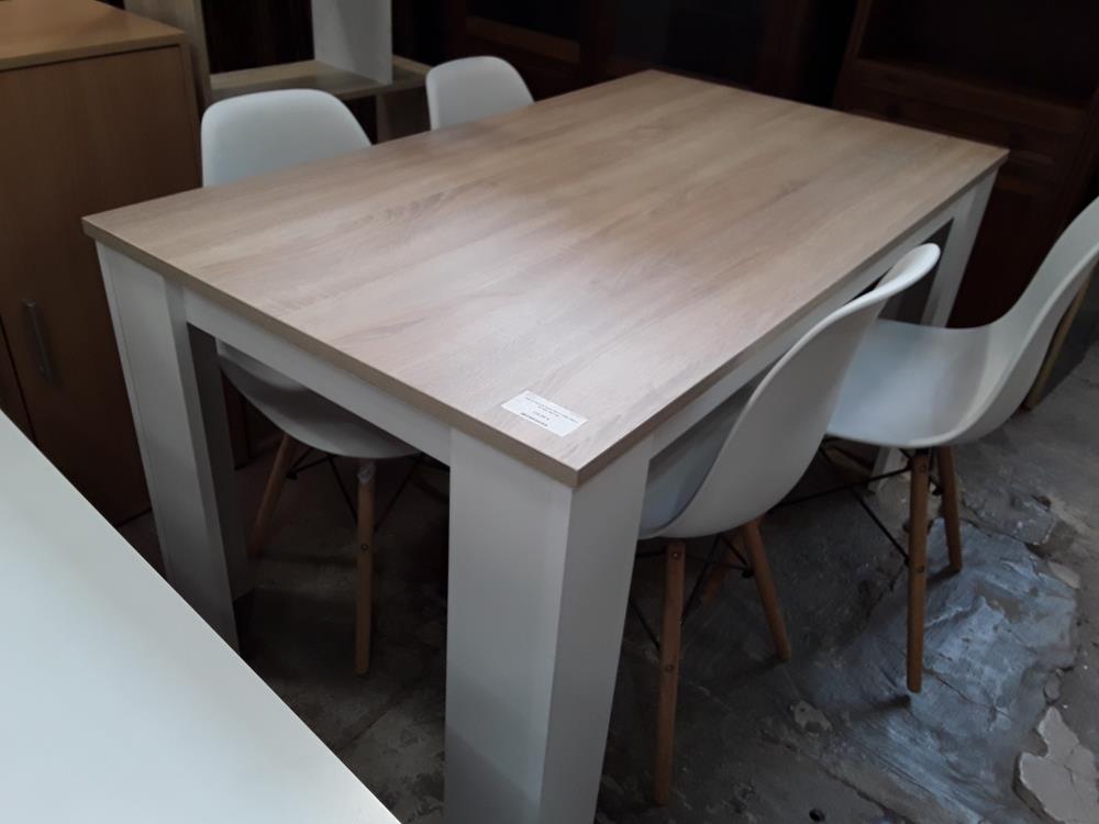 TABLE DECOR BOIS RECT PIED MELA BLANC 80X138