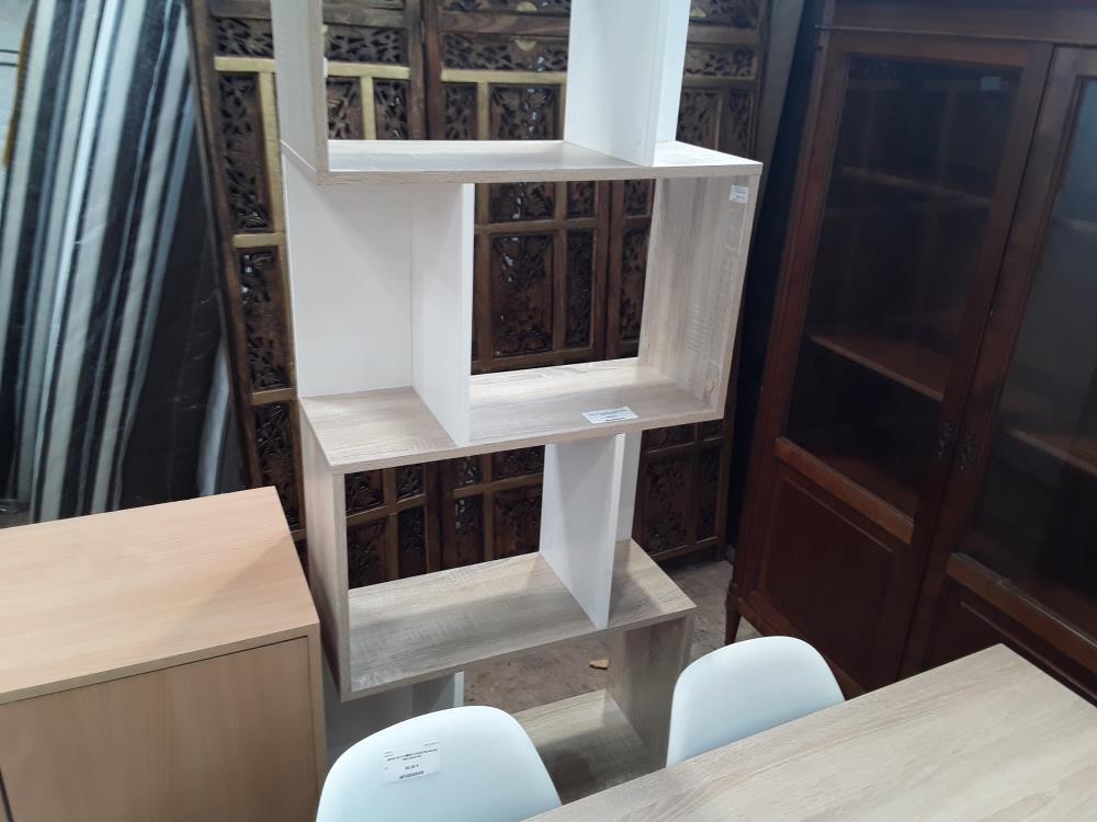 ETAGERE A CASES COLONNE DECOR BOIS ET BLANC