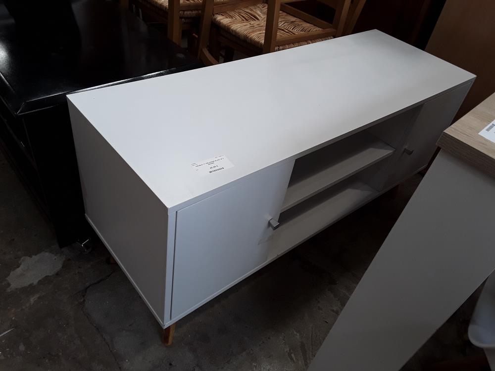 MEUBLE TV MELAMINE BLANC 2P 2 NICHES