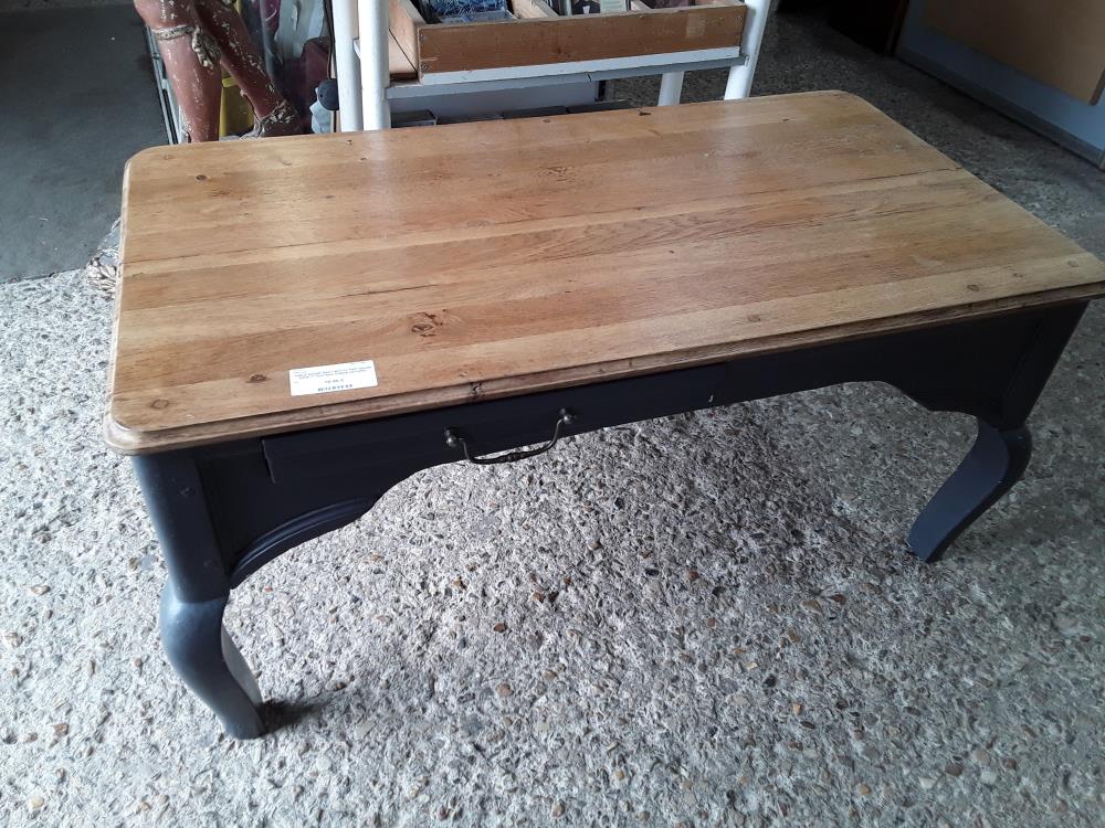 TABLE BASSE RECT 60X110 PIED GALBE GRIS 1T PLATEAU CHENE NATUREL