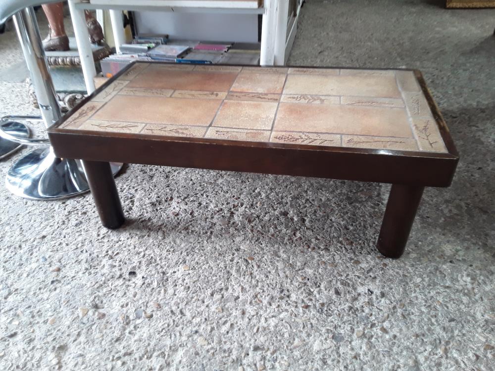 TABLE BASSE 90X50 CARREAUX FLORAL DECOR STYLE CAPRON 