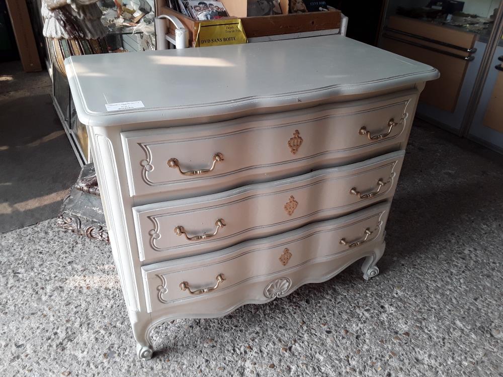 COMMODE 3T STYLE REG PEINTE EN GRIS