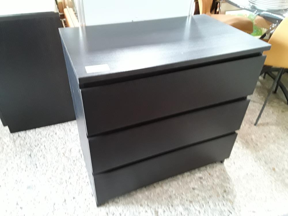 COMMODE 3T NOIRE MALM