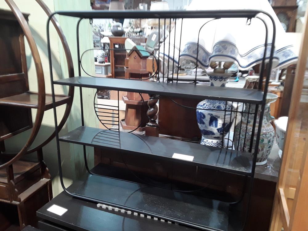 ETAGERE FER ET BOIS NOIRE  MURALE 4 NIVEAUX BORDS ARRONDIS