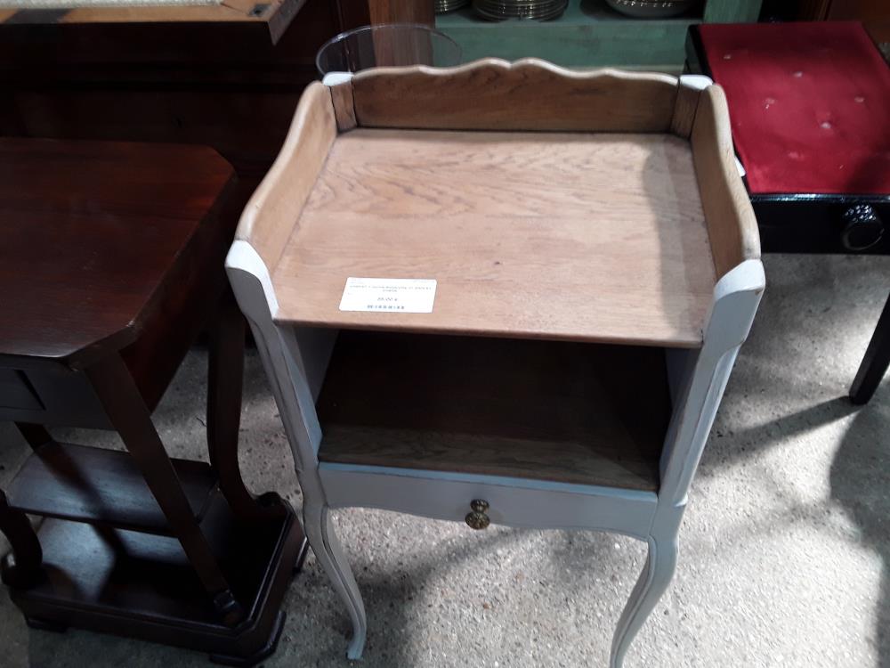 CHEVET 1 NICHE BICOLORE 1T GRIS ET CHENE