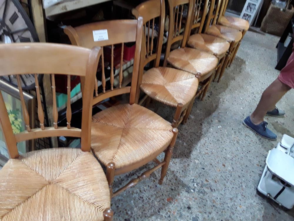 SERIE DE 7 CHAISES PAILLE HETRE 