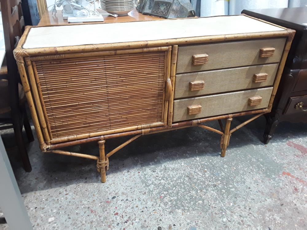 BUFFET BAS VINTAGE DEFAUT 1P ROTIN  3T FACON OSIER 137/47/80CM