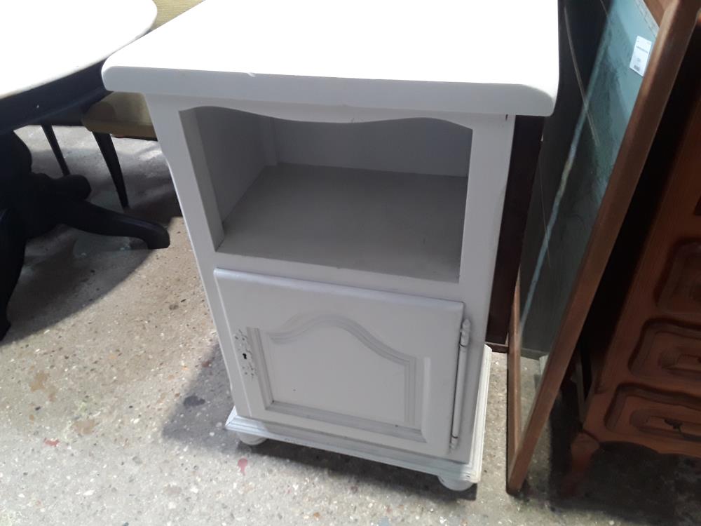 MEUBLE D ENTREE PEINT EN GRIS 1P 1 NICHE PLATEAU AVEC DEFAUTS
