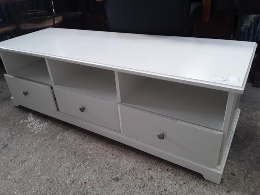 MEUBLE TV IKEA 3 NICHES 3 TROIRS BLANC 145/49CM