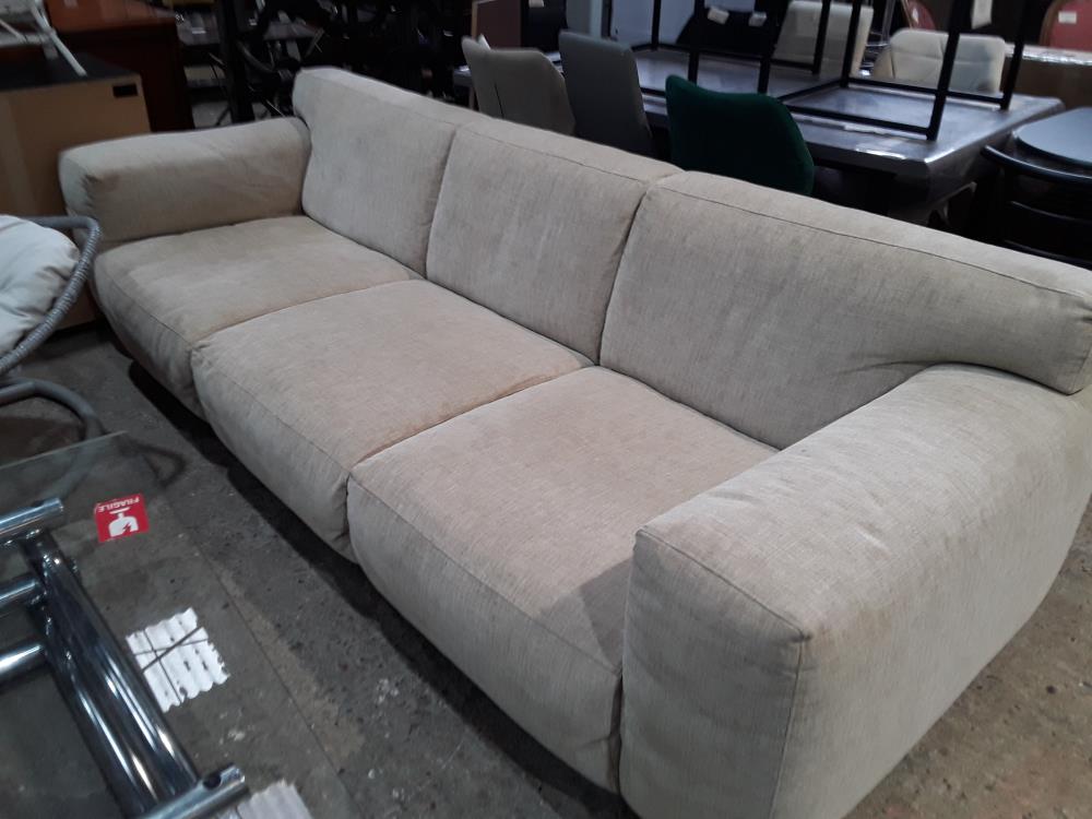 CANAPE TISSU BEIGE 3 PLACES FIXE CROZATIER