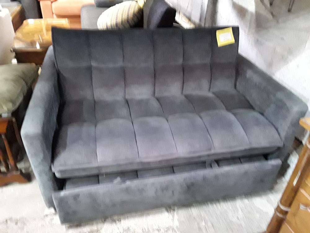 CANAPE TISSU GRIS CAPITONNE  CONVERTIBLE 120CM  