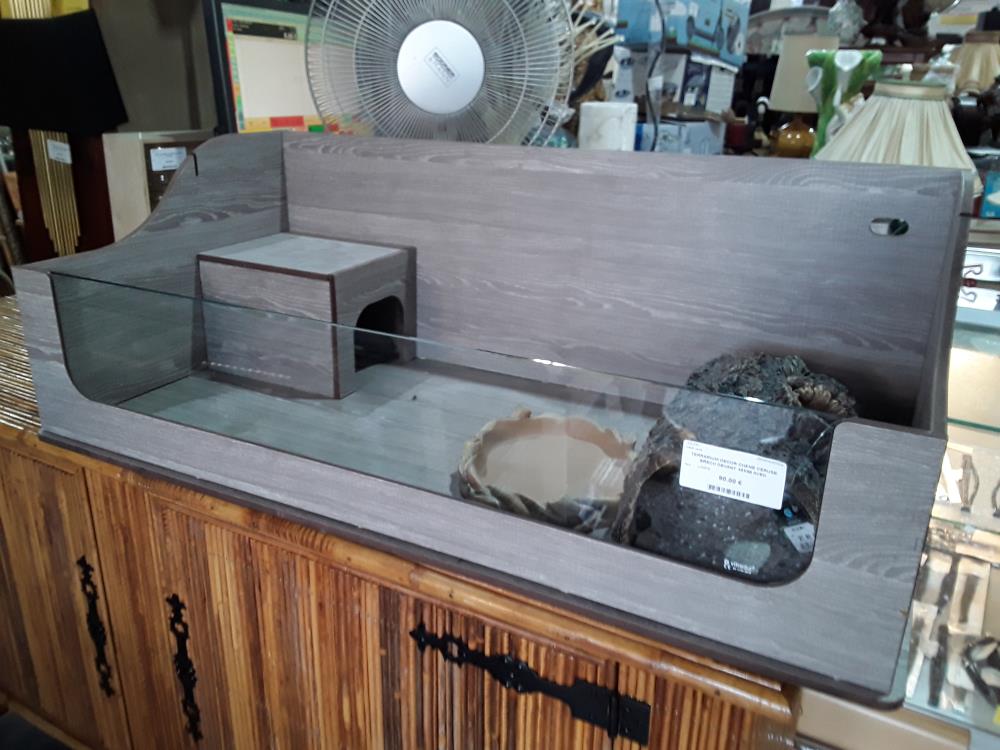 TERRARIUM DECOR CHENE CERUSE BRECH DEVANT 48X98 AVEC ACCRESSOIRES