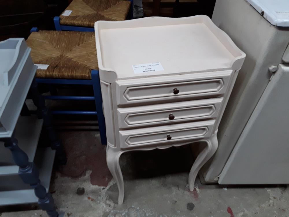 CHEVET 3T PEINT BLANC STYLE REG
