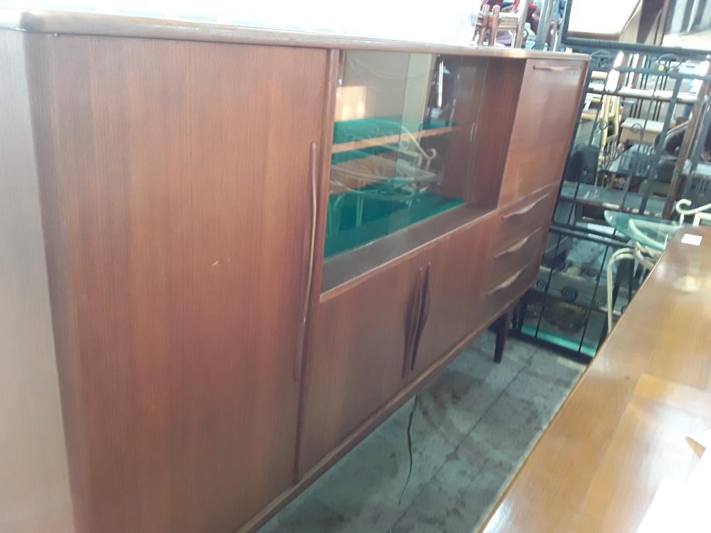 BUFFET VINTAGE TECK 217/135/41CM 3P 1ABATTANT 3T 2P VERRE
