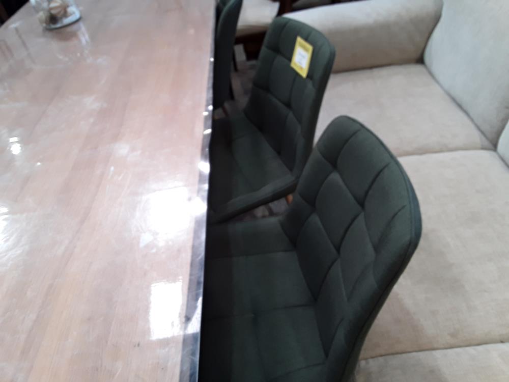 SERIE DE 6 CHAISES VERTE CAPITOENNES PIED BOIS NAT
