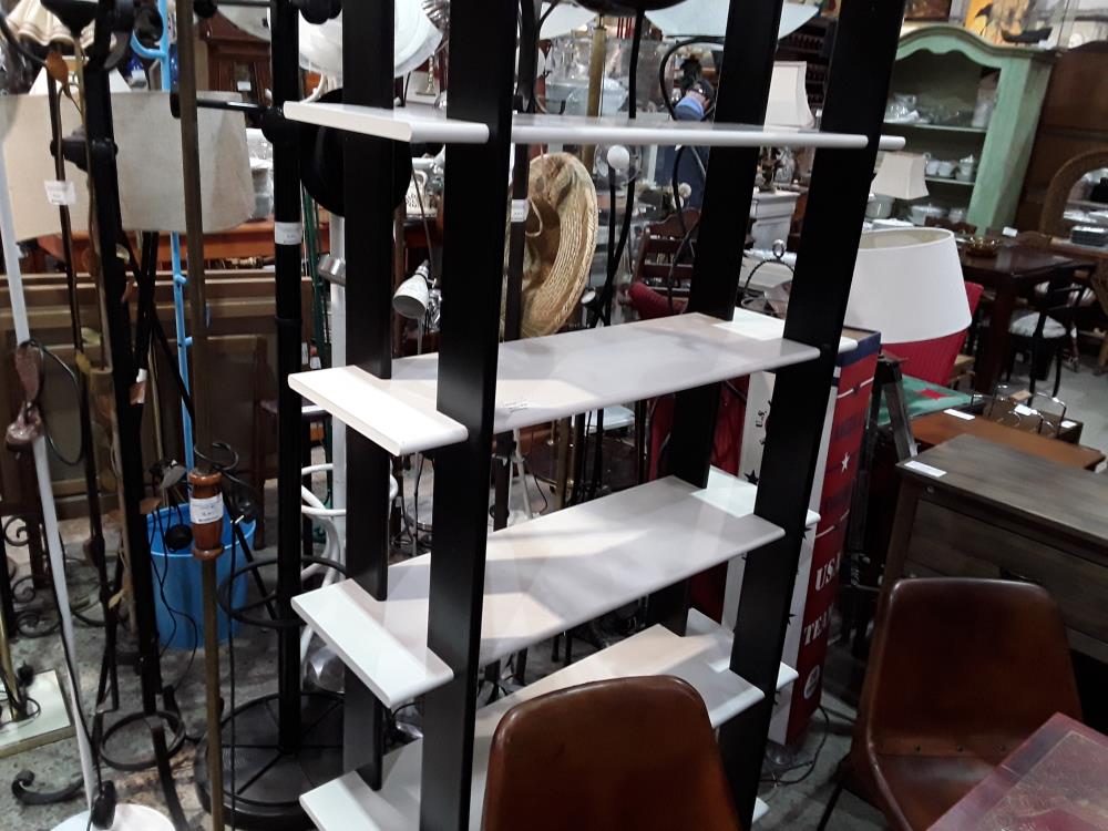 ETAGERE 1M OUVERTE NOIR ET BLANC 6 TABLETTES
