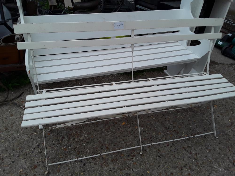 BANC DE JARDIN A LATTES 150CM BLANC PLIANT