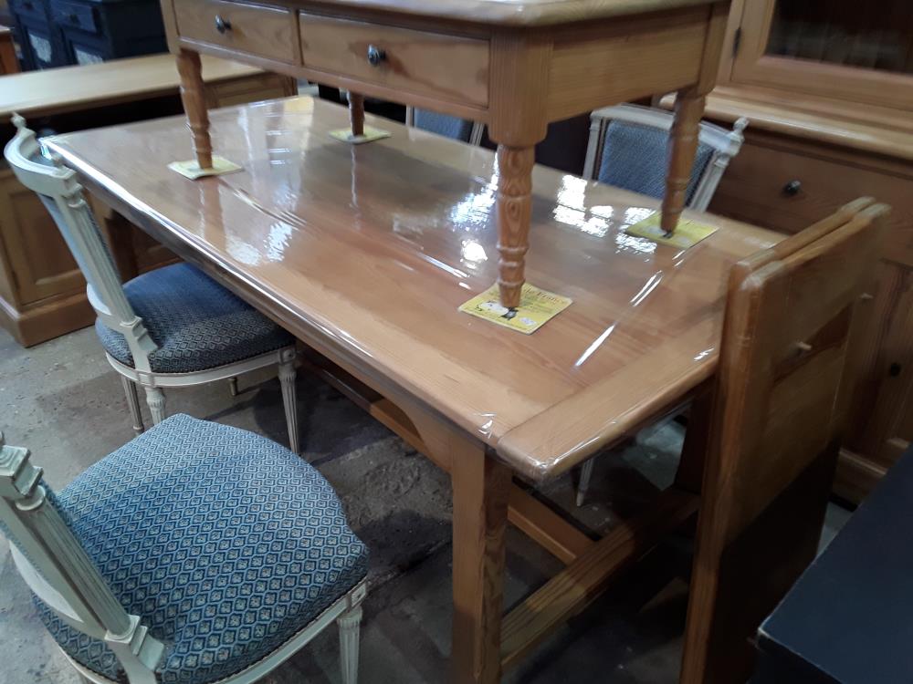 TABLE PIN MASSIF 190X90 2 AUREOLES  + 2 ALL DE 40CM
