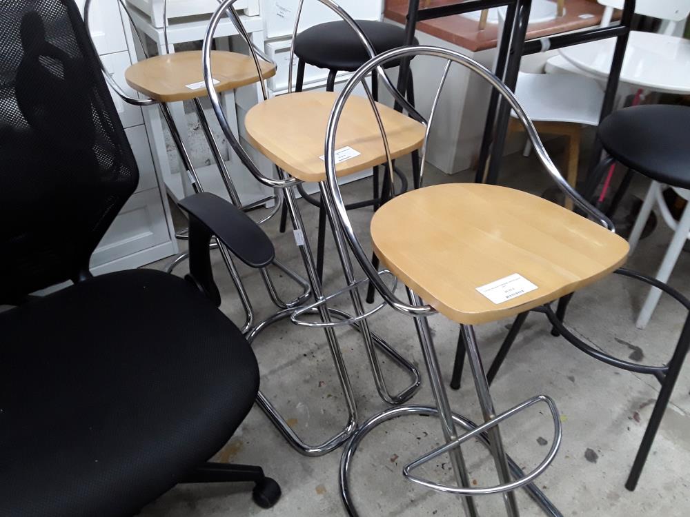 CHAISE DE BAR CHROME ASSISE BOIS NAT