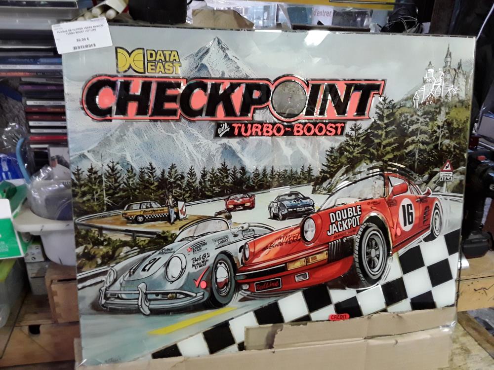 PLAQUE DE FLIPPER VERRE 66/60CM TURBO BOOST VOITURE