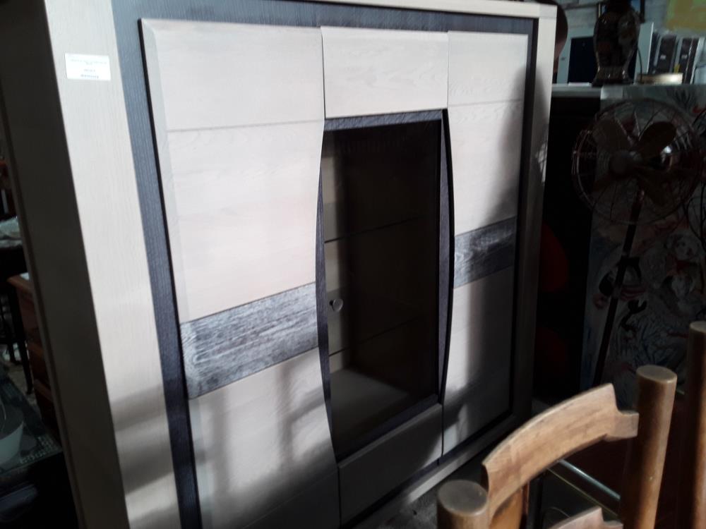 MEUBLE 3P DONT 1 VITREE CERUSE BEIGE 