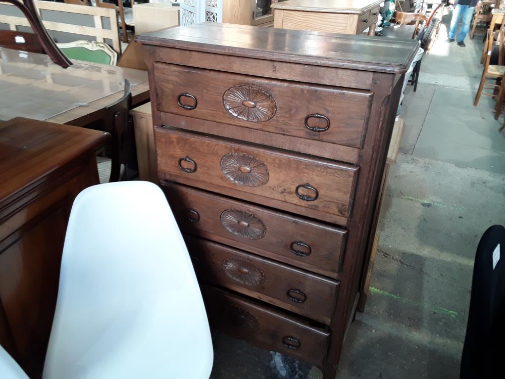 COMMODE CHENE  5T DECOR COQUILLAGE