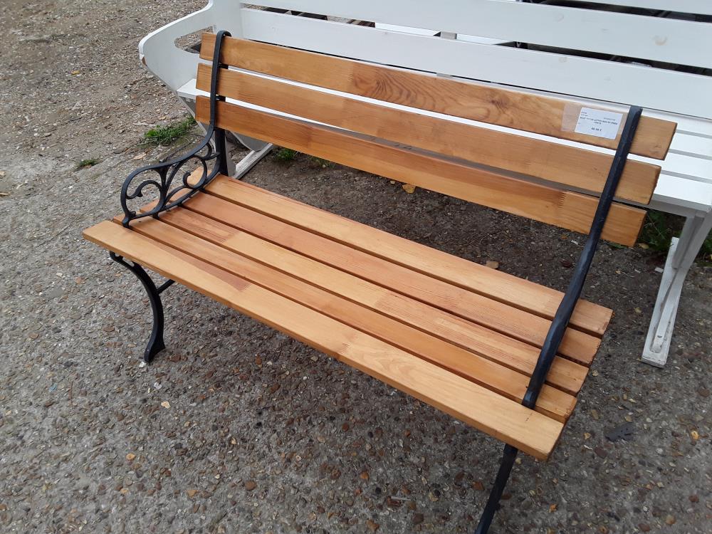 BANC 112 CM LATTES BOIS ET PIEDS FONTE 