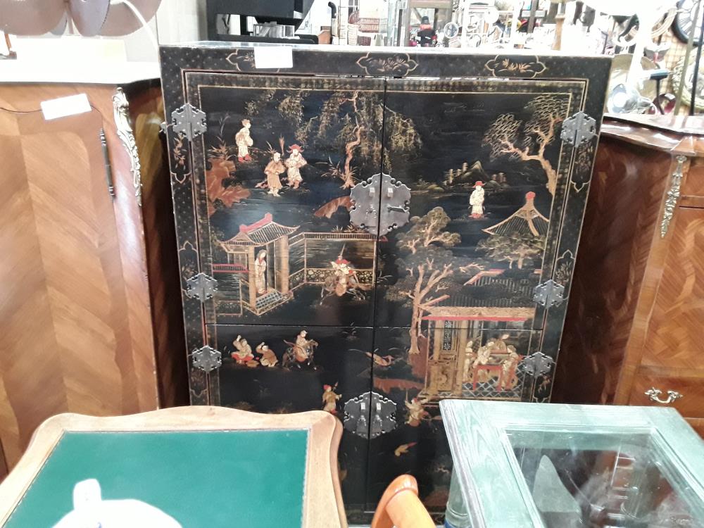 MEUBLE ASIATIQUE DECOR PEINT 4P 