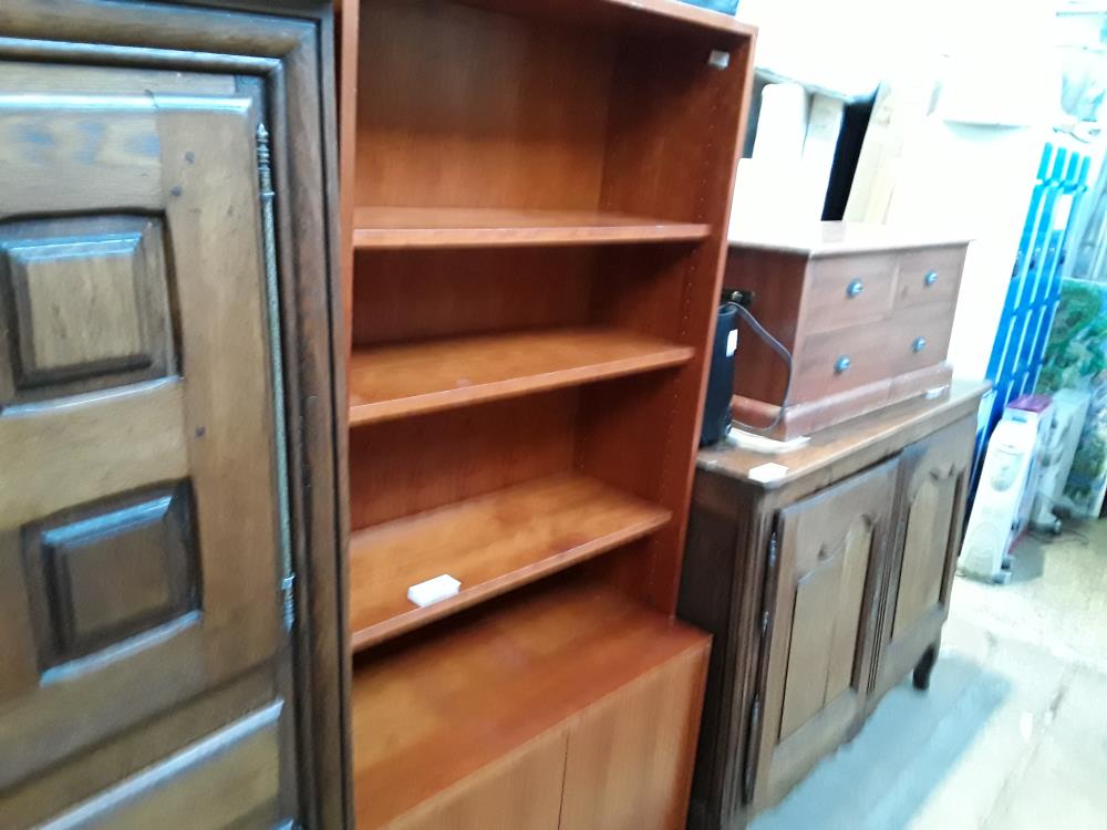BIBLIOTHEQUE OUVERTE BAS 2P PLEINES TEINTE MERISIER