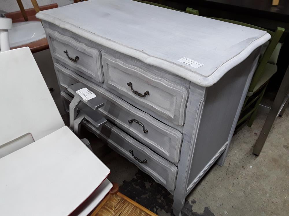 COMMODE 4T REPEINTE GRIS TRACES