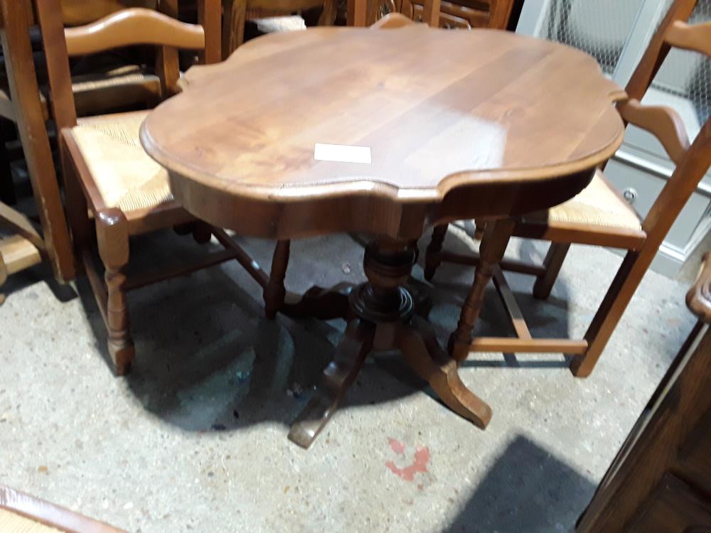 TABLE VIOLON PIED CENTRAL 102 CM 2 TIROIRS