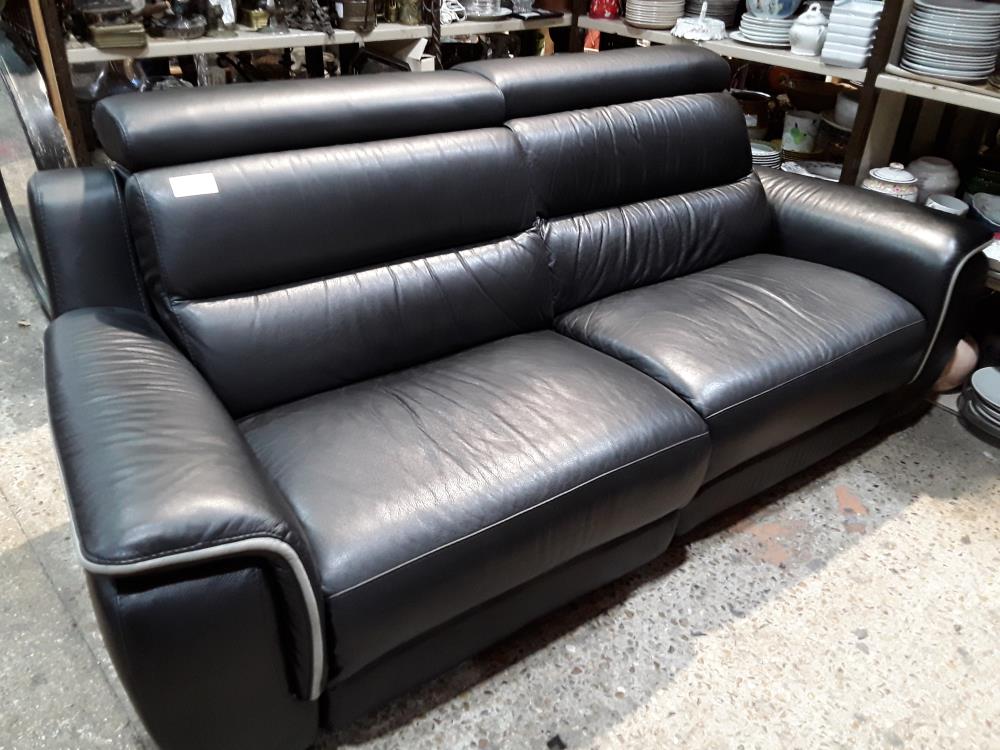 CANAPE CUIR NOIR 2 RELAX ELECT