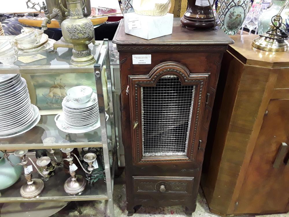 MEUBLE ANCIEN 1P GRILLAGEE 1T 2P DE CHAQUE COTE 113/42CM