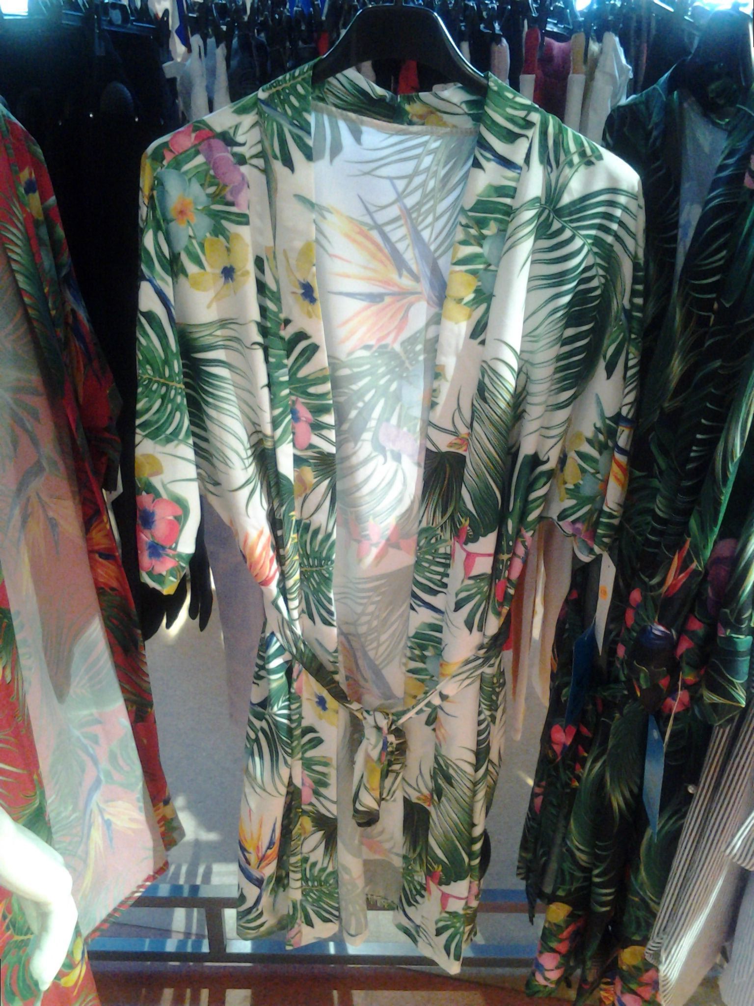 PEIGNOIR TAILLE UNIQUE VERT BLANC