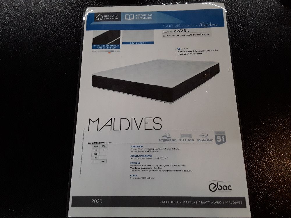 MATELAS MALDIVES 90X190