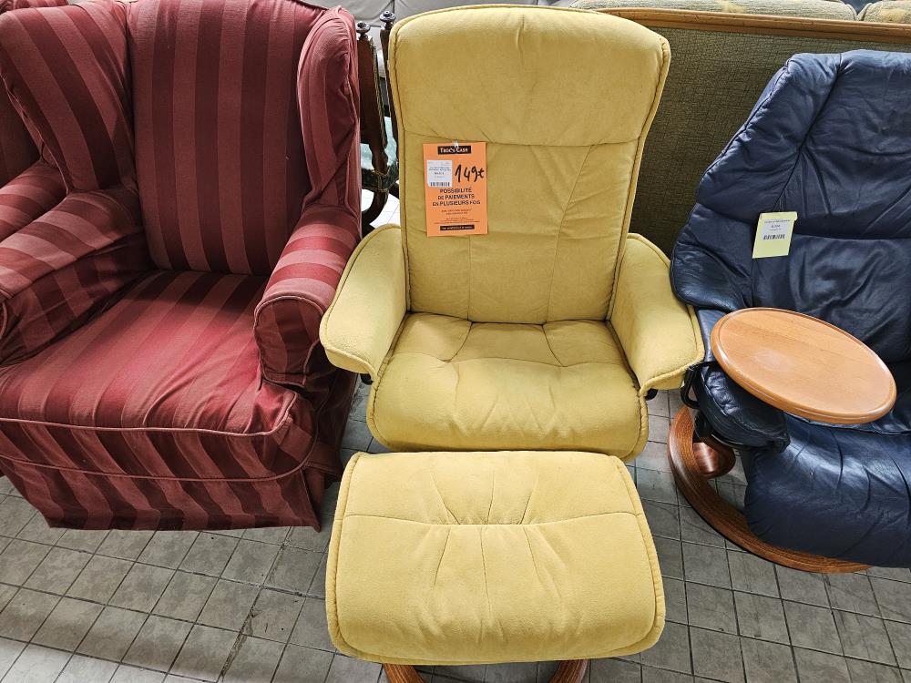 FAUTEUIL STRESSLESS MOUTARDE + REPOSE PIED
