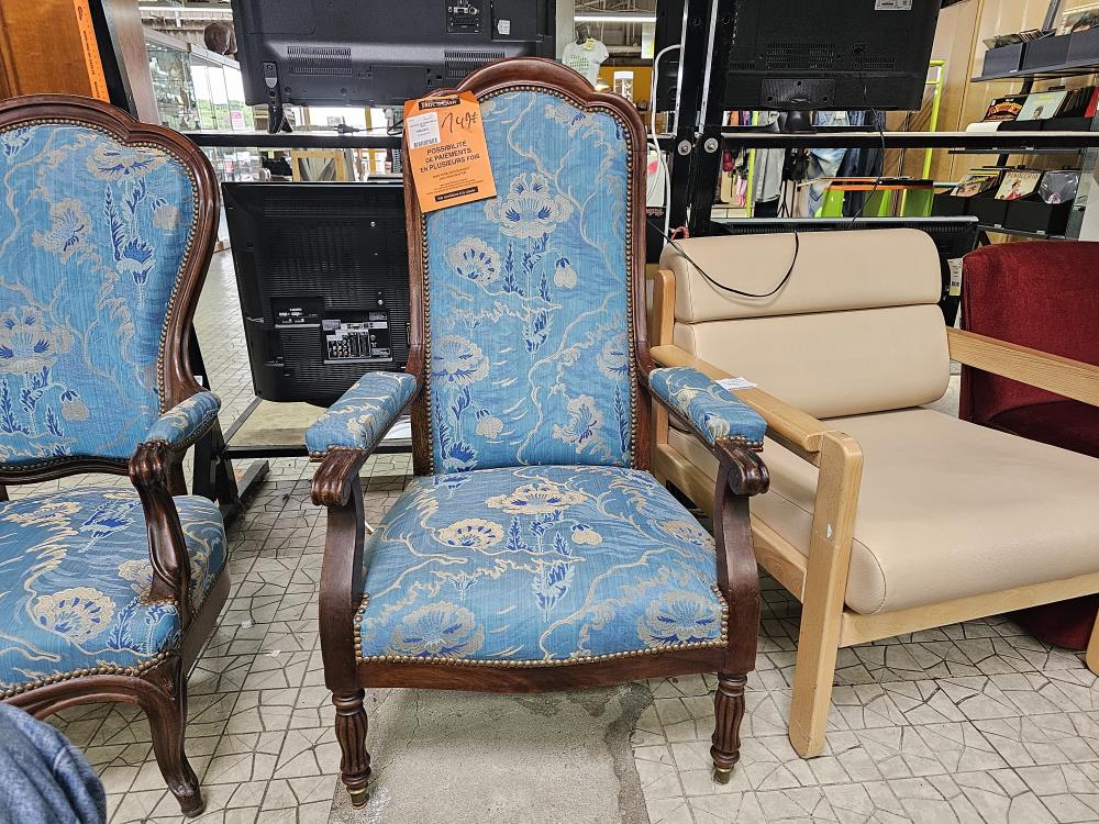 FAUTEUIL VOLTAIRE TISSUS BLEU