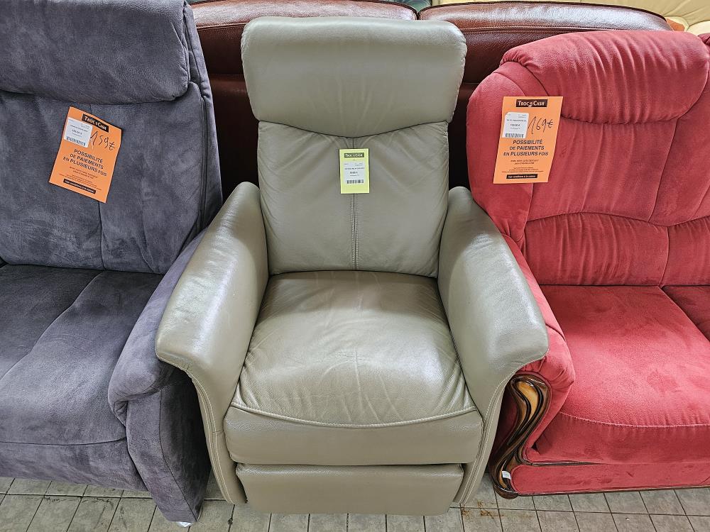 FAUTEUIL RELAX CUIR GRIS