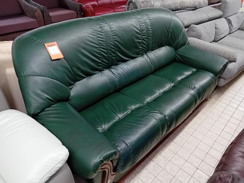 CANAPE 3PL SIMILI VERT + BOISERIE