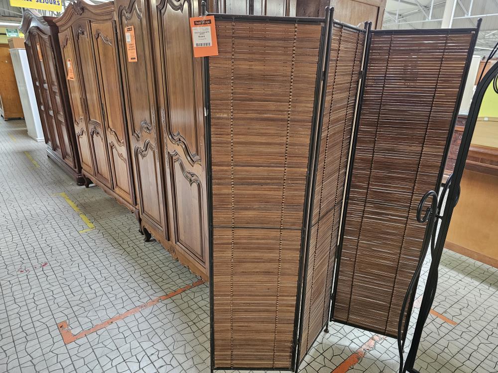 PARAVENT 3 PANS METAL BAMBOU