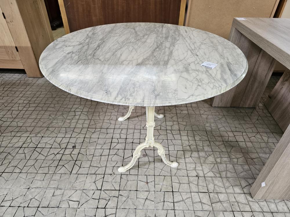 TABLE RONDE MARBRE PIED FONTE