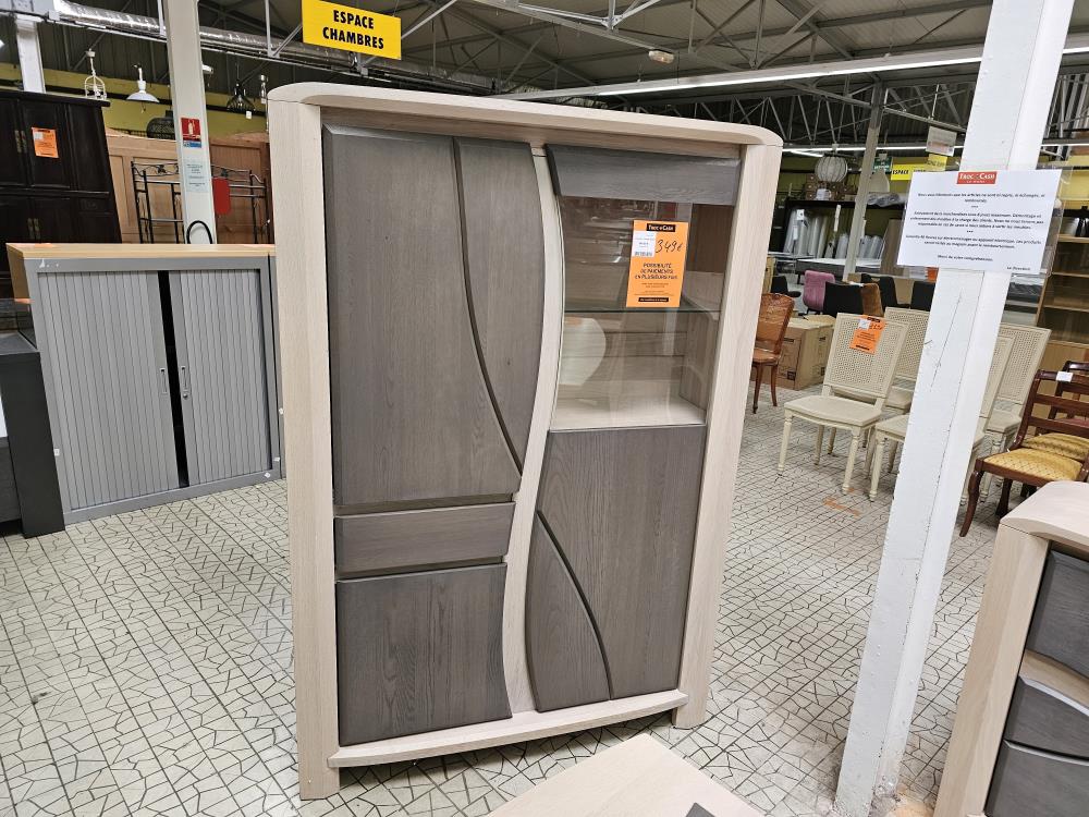 VITRINE 3P 1T CHENE MASSIF