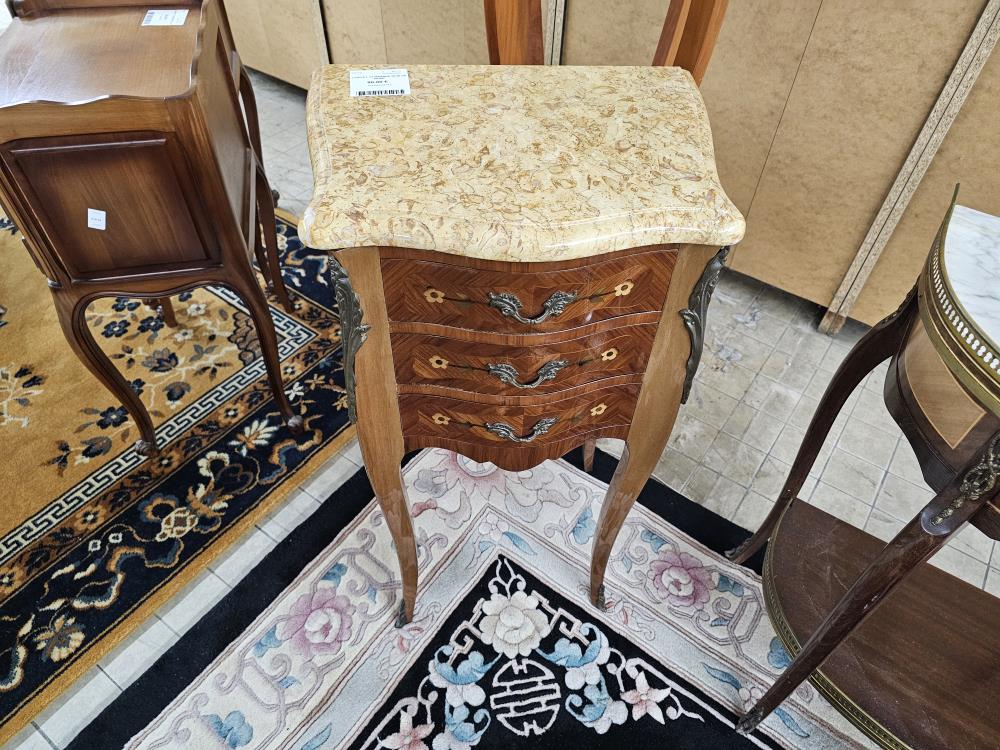 CHEVET 3T MARBRE BOIS DE ROSE 