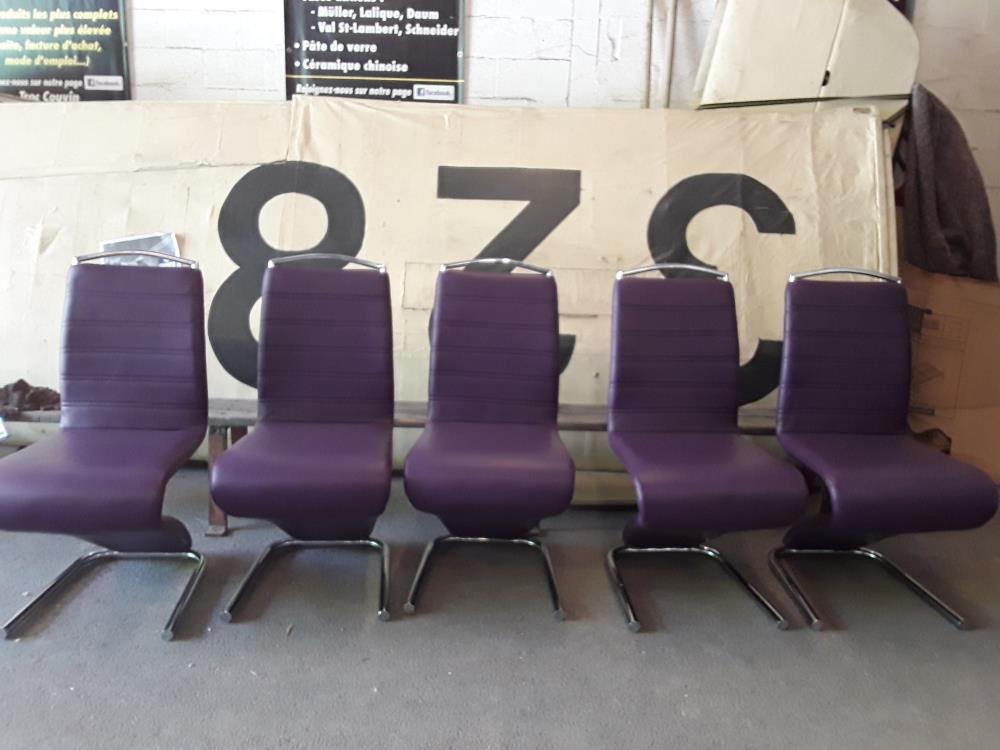 SERIE DE 5 CHAISES DESIGN ITALIEN MAUVE 