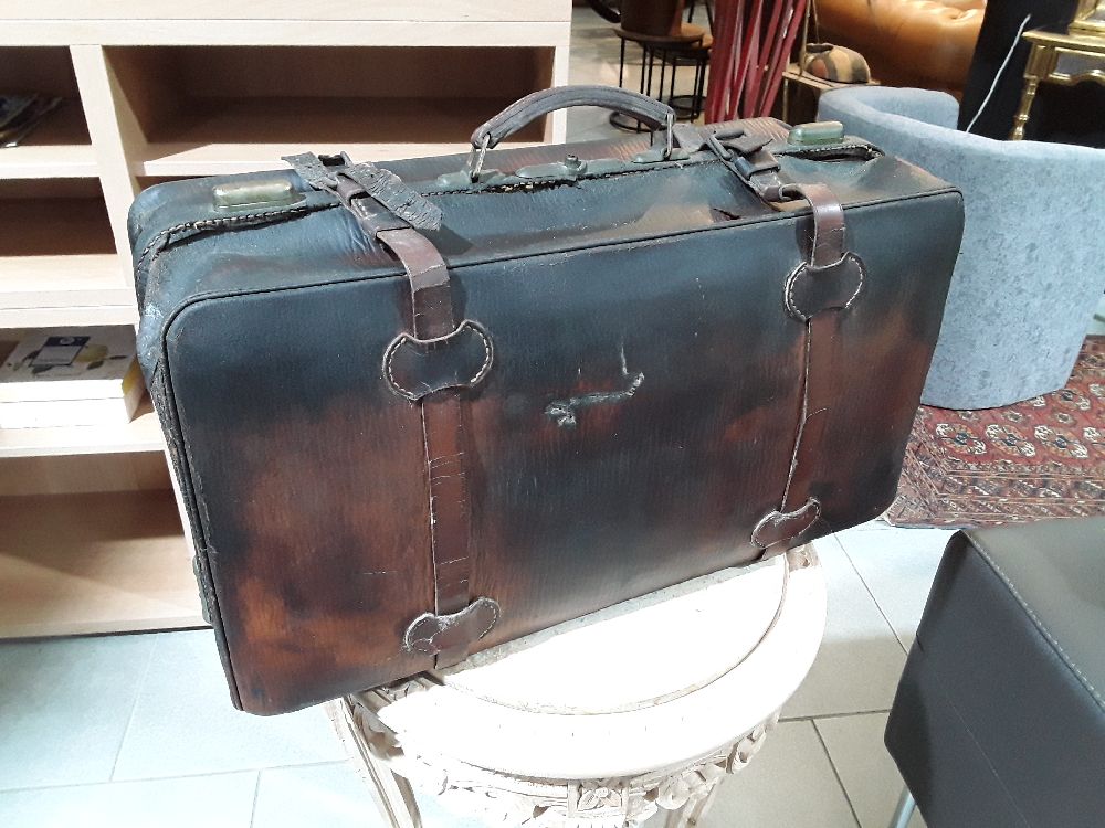 VALISE DECO EN CUIR RETRO VINTAGE 