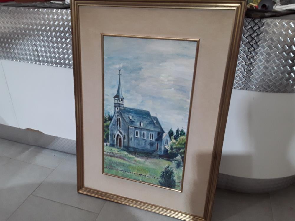 PEINTURE À L'HUILE EGLISE DU FOND DE COUVIN 