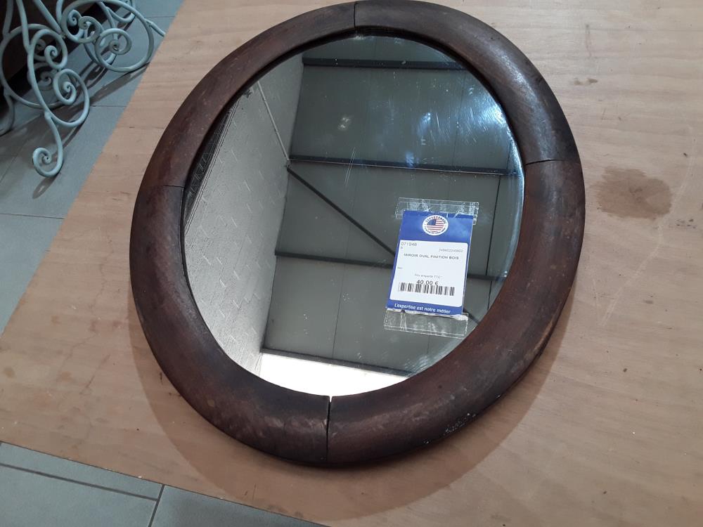 MIROIR OVAL FINITION BOIS 