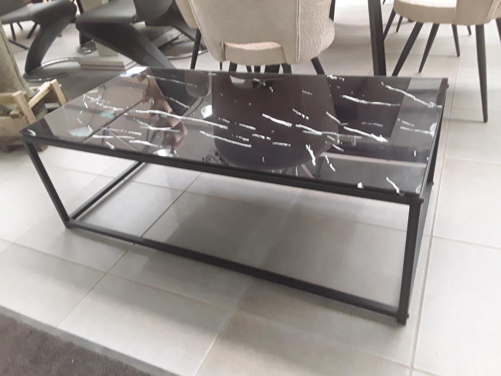 TABLE BASSE DESIGN TAMPA FINITION VERRE MARBRE NOIR 